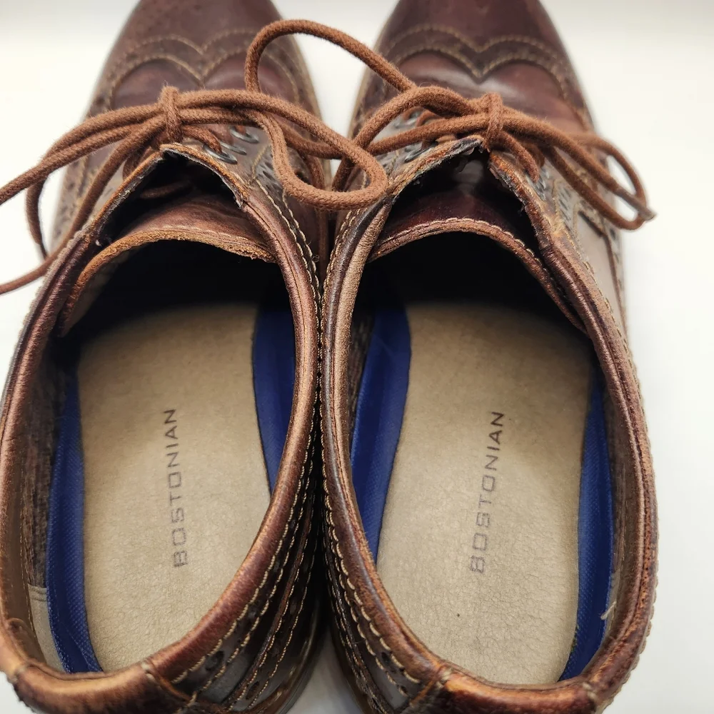 Bostonian Wingtip Brogue Oxford Men's 8 Brown Leather Lace Up Dress‎ Shoe Derby